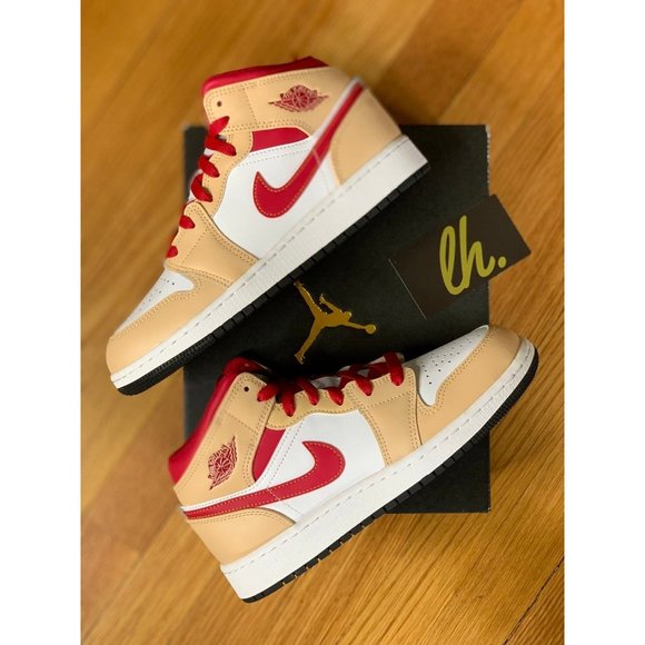 Size 5y Air Jordan 1 Mid "Cardinal Curry" 554725-201 - Picture 5 of 5